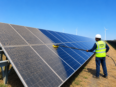 Ground mounted solar panel cleaning service for solar farms in Gujarat