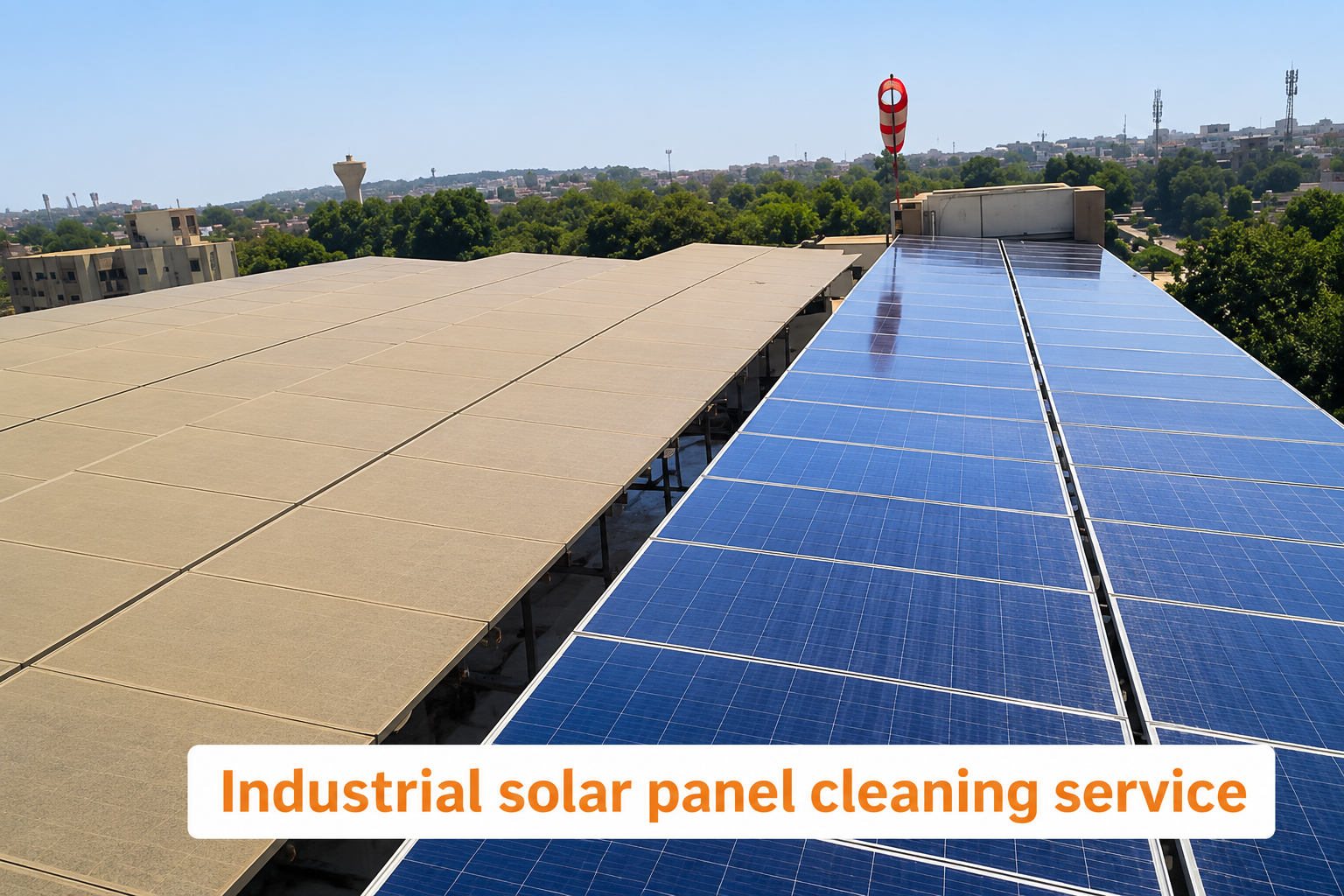 Industrial solar panel cleaning service for factories and commercial buildings