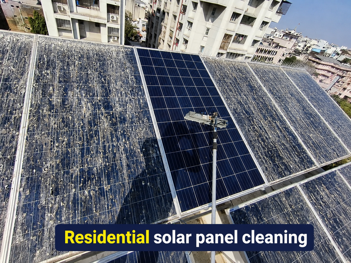 Residential rooftop solar panel cleaning service in Gujarat